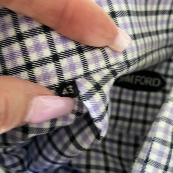 Tom Ford 100% Cotton Blue/Purple Check Shirt in Size 43 GUC - Picture 5 of 9